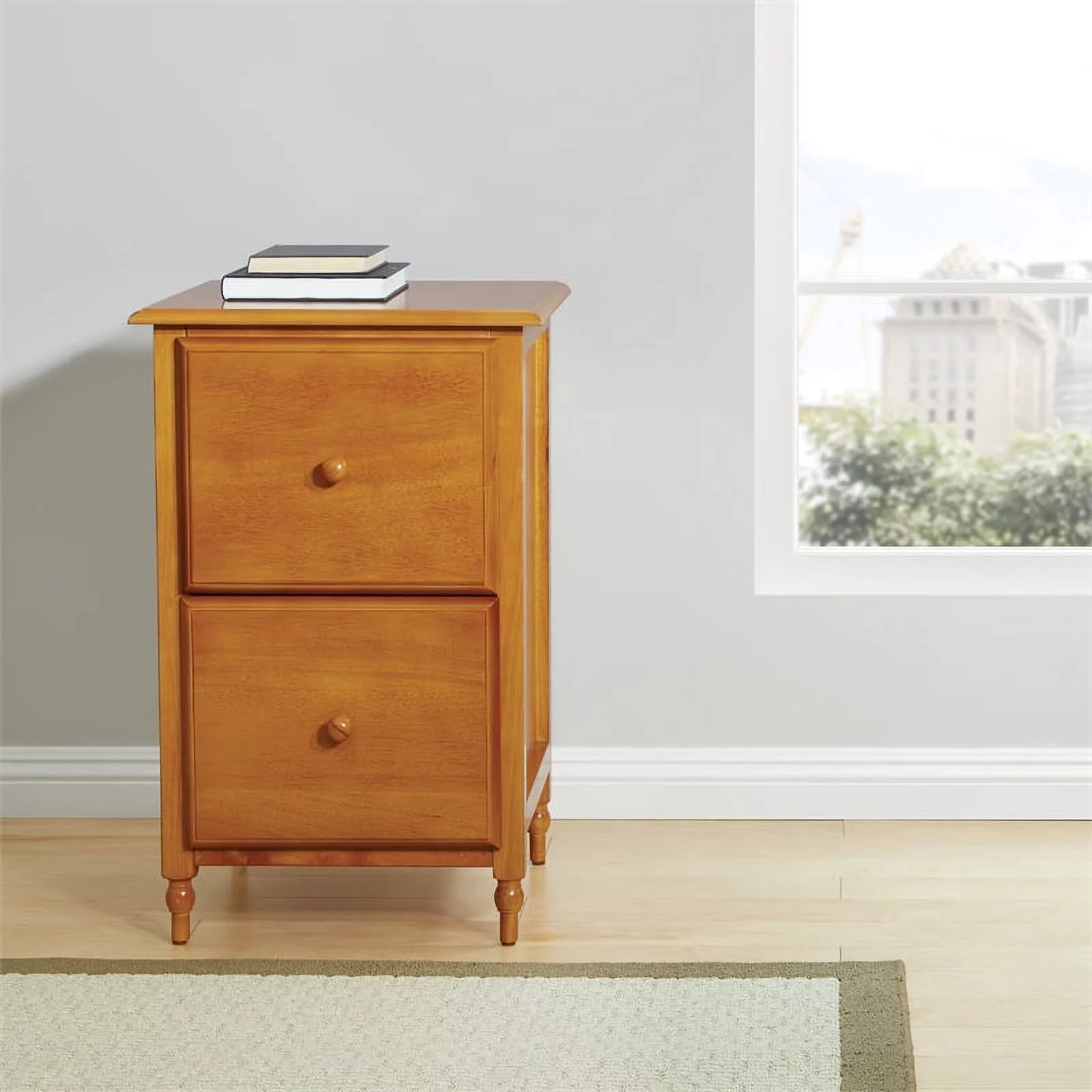 Pemberly Row Modern 2 Drawer Wood File Cabinet in Antique Cherry
