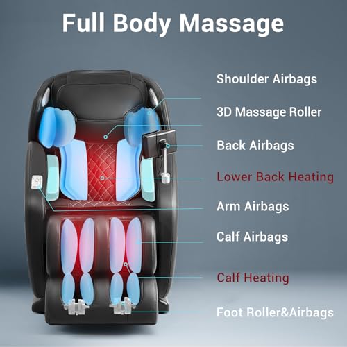 MYNTA Massage Chair Full Body, Zero Gravity SL Track Shiatsu Massage Recliner Chair with Heat, M1612 Expresso
