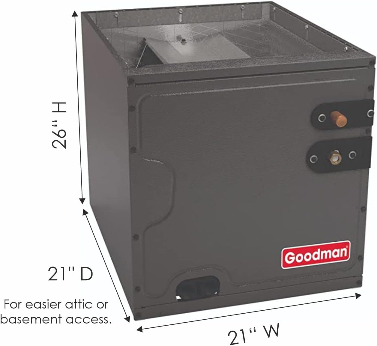 Goodman 3 Ton 15.2 SEER2 Single Stage Air Conditioner GSXH503610, 100000 BTU 80% AFUE 9 Speed ECM BTU Natural Gas Furnace Horizontal Upflow System GM9S801005CN With CAPTA3626C4 Case A HVAC Split System