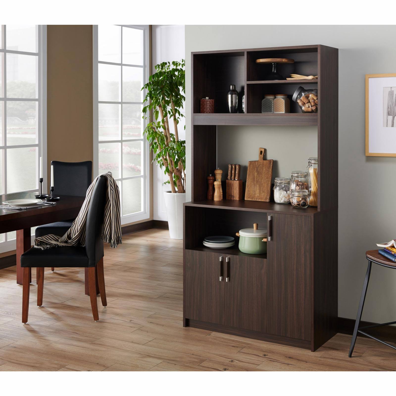 Furniture of America Perry Buffet Hutch, Dark Walnut