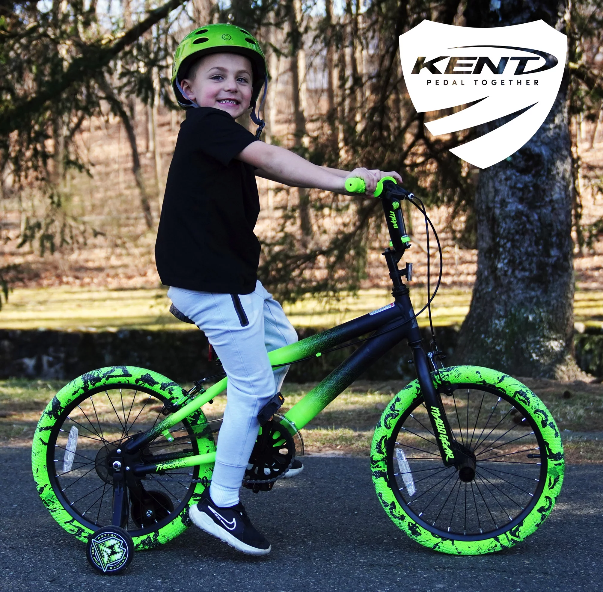 Kent Bicycles 18" Madd Gear MG18 BMX Boy's Child Bike, Black and Green