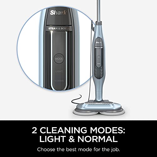 Shark S7000AMZ Steam Mop, Steam & Scrub All-in-One Scrubbing and Sanitizing, Designed for Hard Floors, with 6 Dirt Grip Soft Scrub Washable Pads & 2 Steam Modes, Pure Water Blue