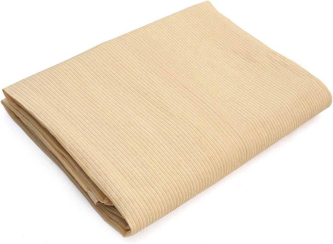 Shatex 90% Shade Fabric Sun Shade Cloth Taped Edge with Grommets Sun-Block Mesh Shade for Pergola Cover Canopy 12&rsquo; x 20&rsquo;, Wheat, 12 Bungee Balls