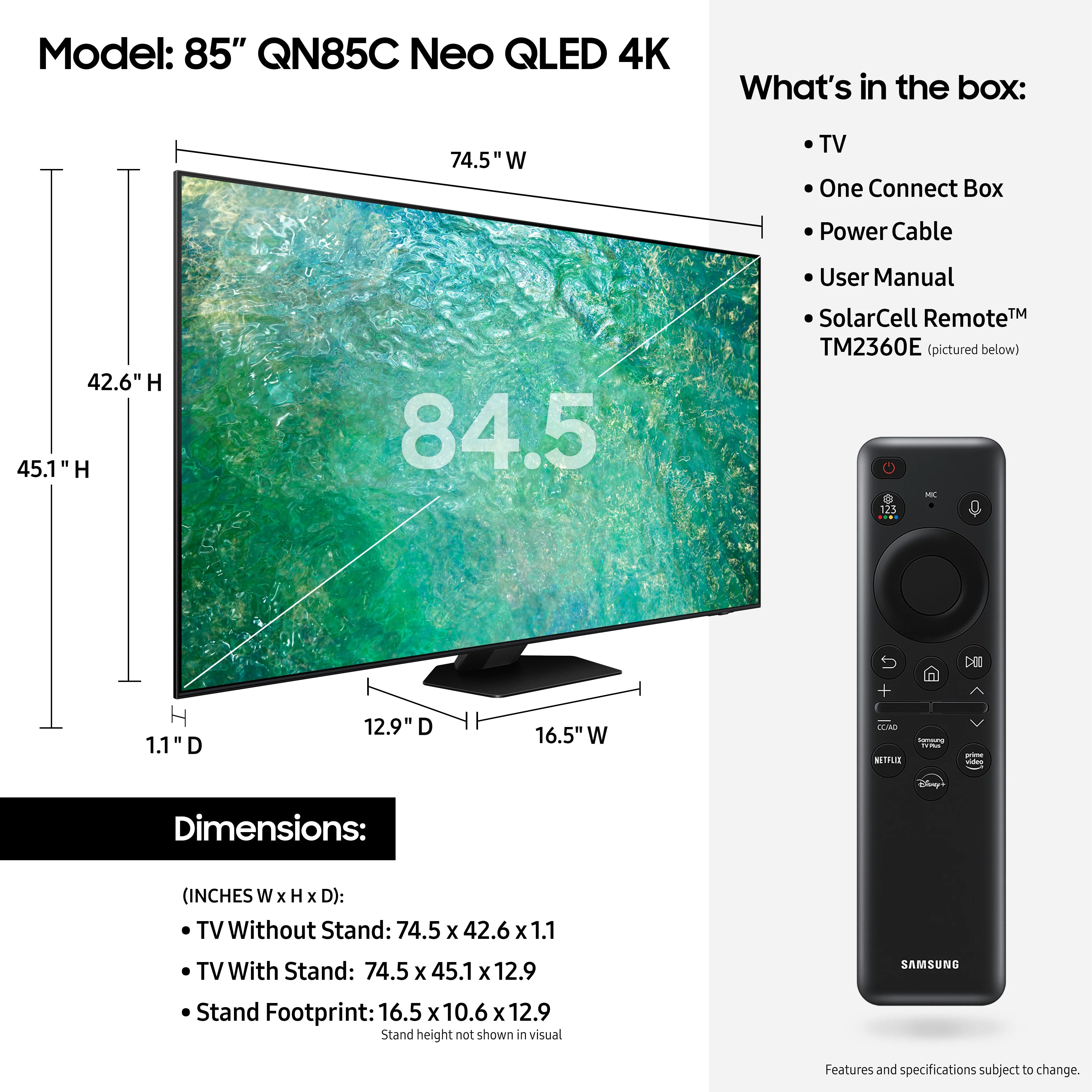 SAMSUNG 85" Class QN85C Neo QLED 4K Smart TV QN85QN85CAFXZA 2023
