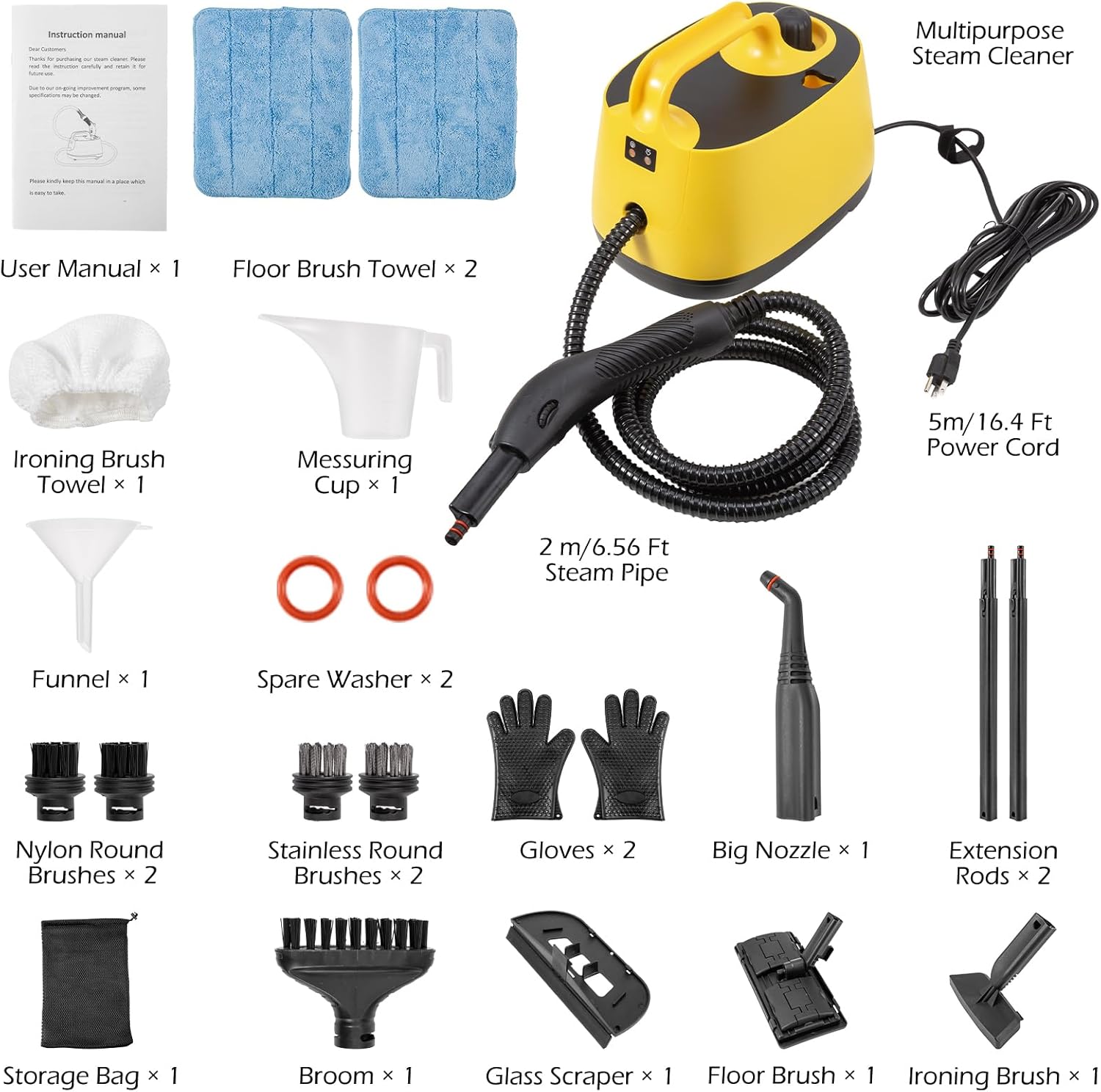 Dyna-Living 1500W High Pressure Steam Cleaner for Home Use 4.0 BAR Handheld Steamer Cleaning for Car Detailing 215°F High-Temperature Steam Cleaner for Upholstery Floor Steam Cleaner with 1.5L Tank