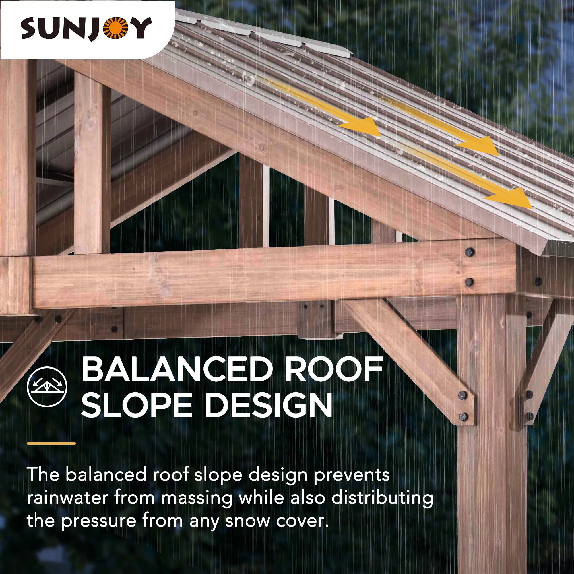 Sunjoy 9 ft. x 6 ft. Cedar Wood Hardtop Grill Gazebo