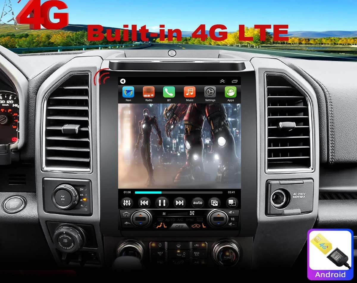for Ford F150 Radio 2015-2020 Upgrade Android 10 Stereo Navigation 12.1inch Touch Screen 4GB+64GB Wireless Carplay 4G LTE WiFi Free Camera