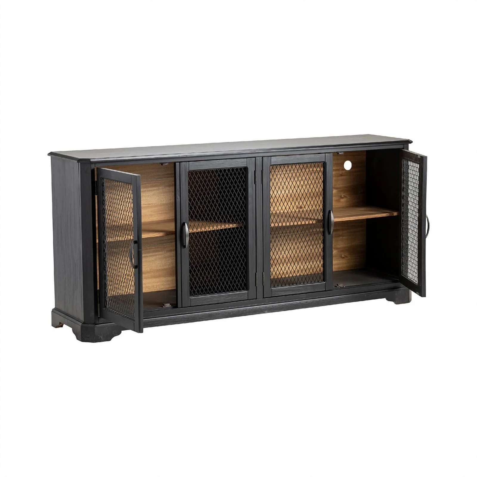 Crestview Collection Livingston Wood 4 Door Sideboard in Black