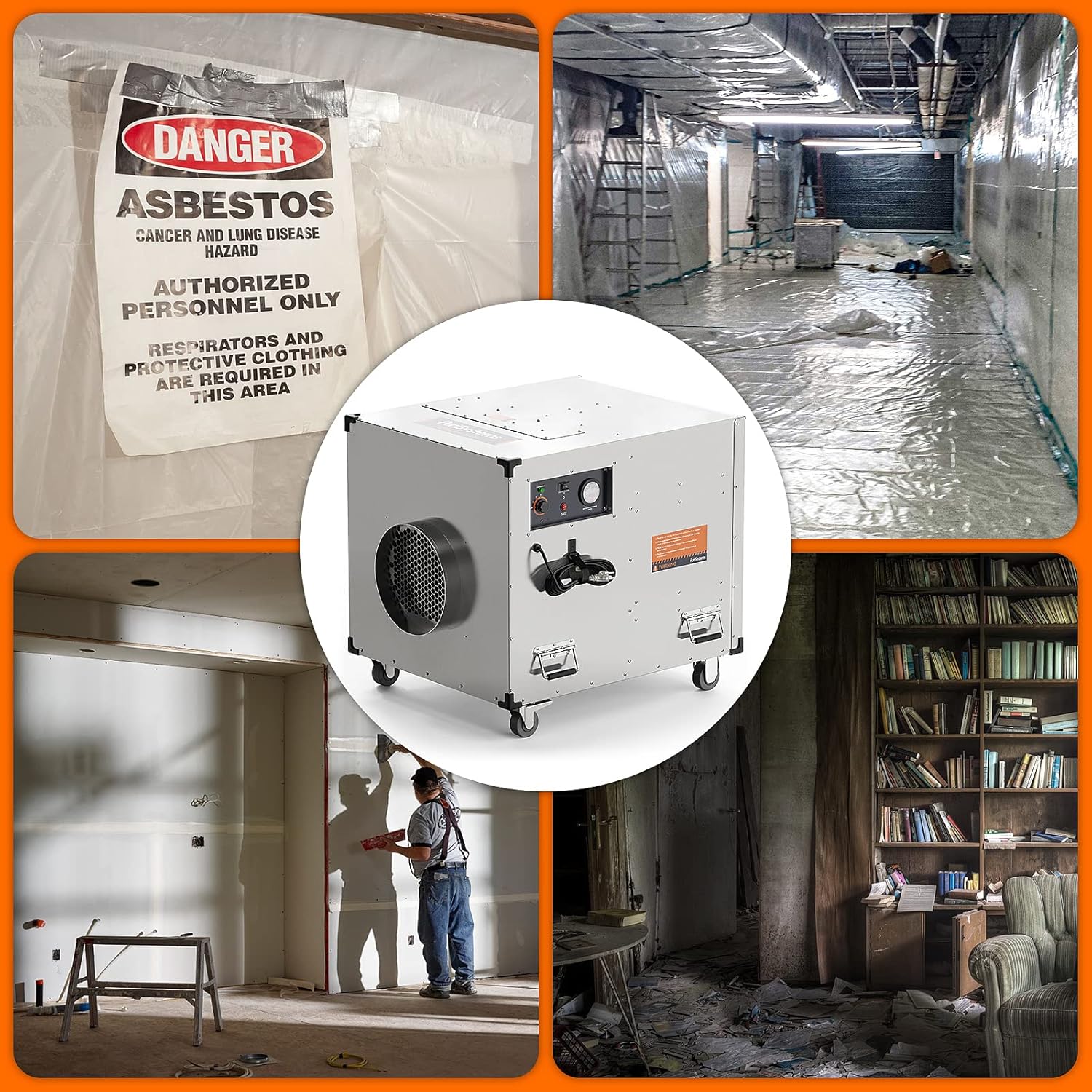 Commercial Portable HEPA Air Cleaner，Negative Machine Air Scrubber，Built UV-C Light ，Professional Water Damage Restoration for Air Scrubber | up to 2000 CFM | Stainless steel