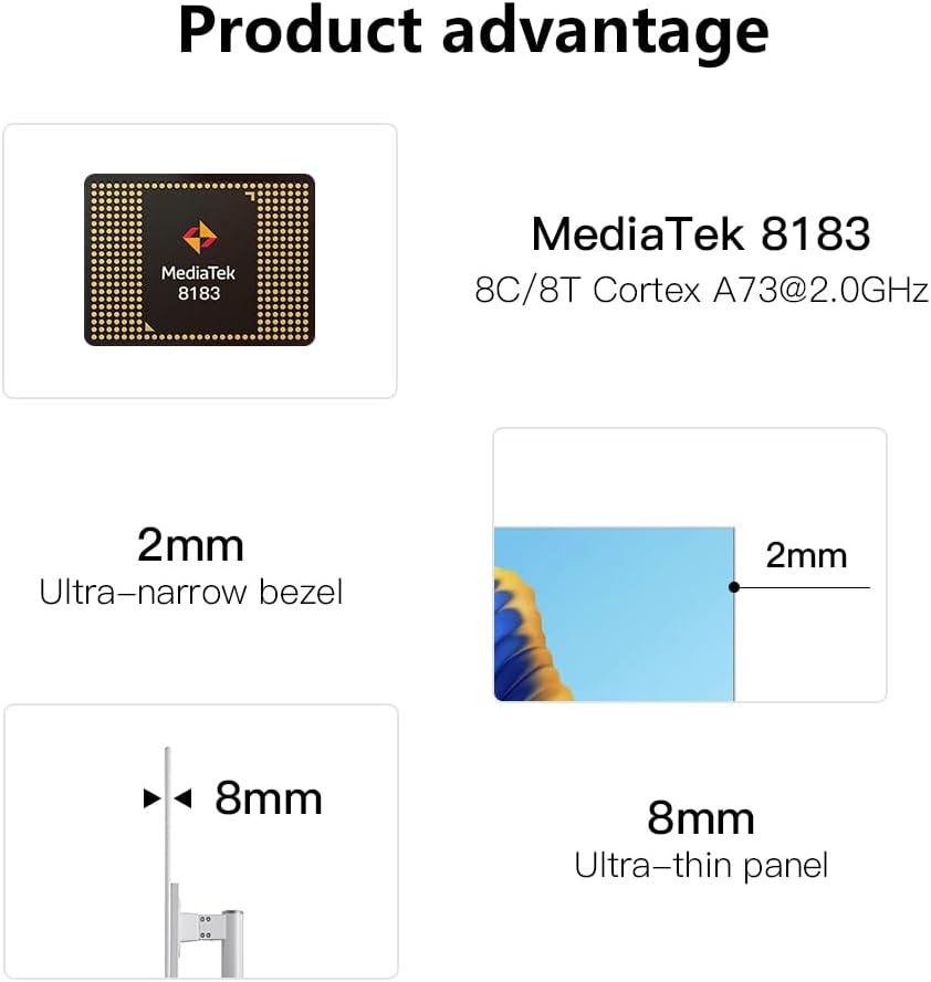 21.5 inch Portable tv 1080P Built-in Battery Portable Touch Screen Monitor 60Hz Refresh Rotatable Portable Monitor,White（6+128GB）
