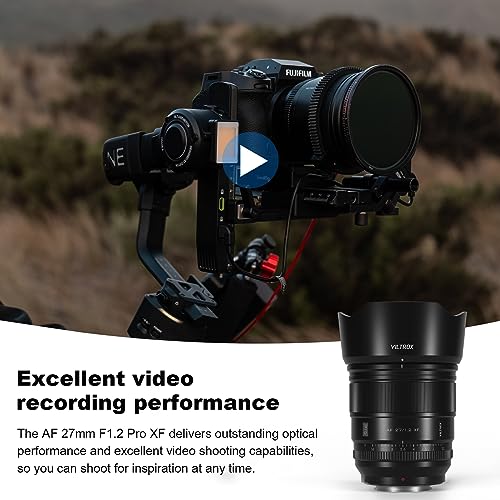 VILTROX Pro 27mm f/1.2 F1.2 XF Fuji for Fujifilm X Mount Lens,27mm APS-C X Lens for Fuji X-T5 X-H2S X-S20 X-T4 X-S10 X-T200 X-T30 II X-H1 X-T30 X-A7 X-Pro3 X-E4 X-T2 X-Pro2