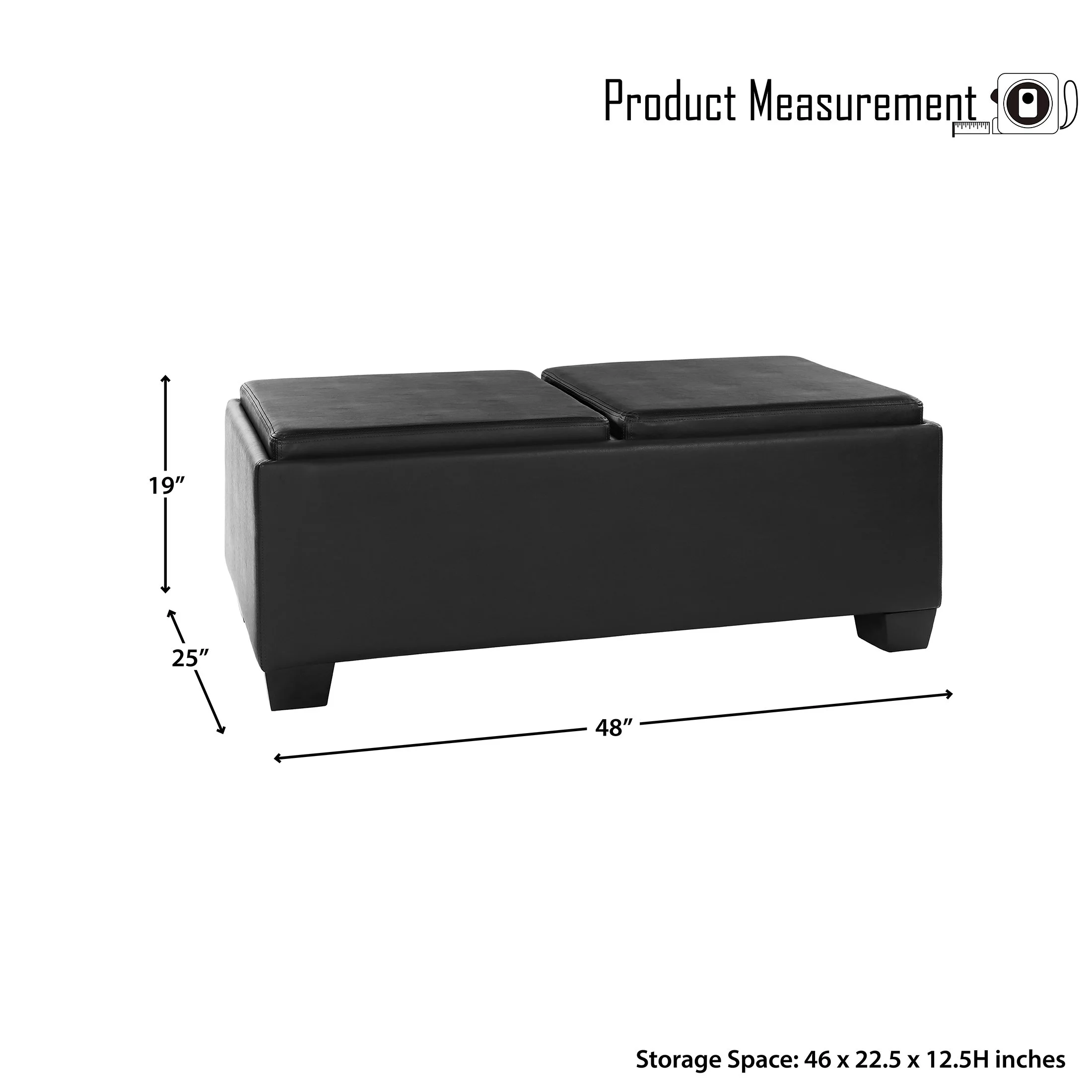 OakvillePark Allura Faux Leather Upholstered Storage Cocktail Ottoman, Espresso
