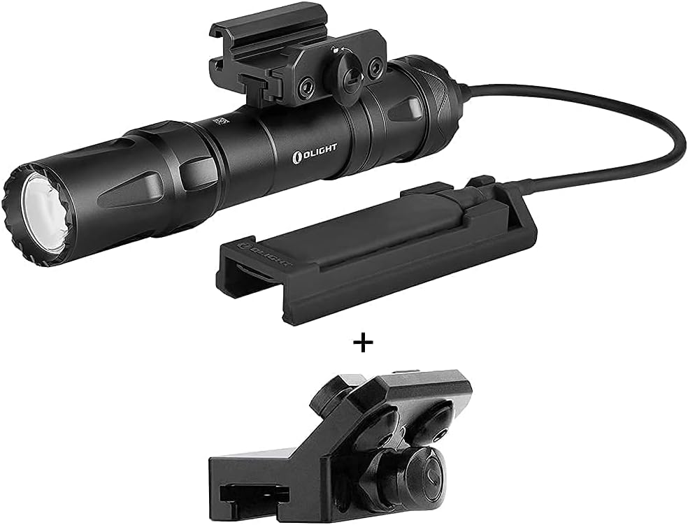 OLIGHT Odin 2000 Lumens Rechargeable Picatinny Rail Mounted Tactical Flashlight with Remote Pressure Switch, Bundled with MLOK Slide Rail Mount Rail Adapter for Odin Mini and Odin Tactical Light
