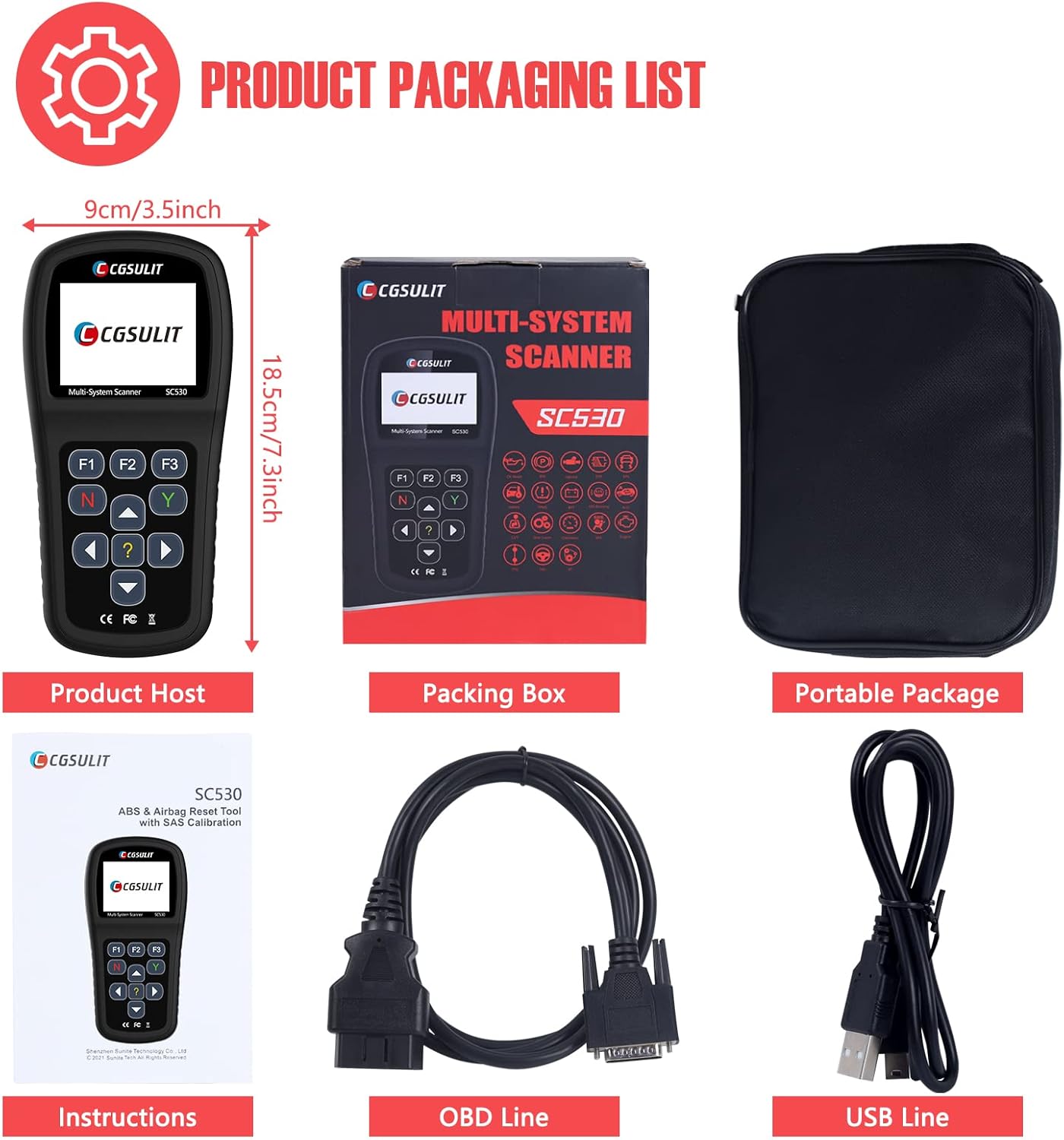 CGSULIT Full Systems Diagnostic Scan Tool Bidirectional Code Reader with All Special Functions Full OBD2 Scanner ABS SRS Reset Service for SAS/EPB/DPF/TPMS Oil Reset Battery Registration