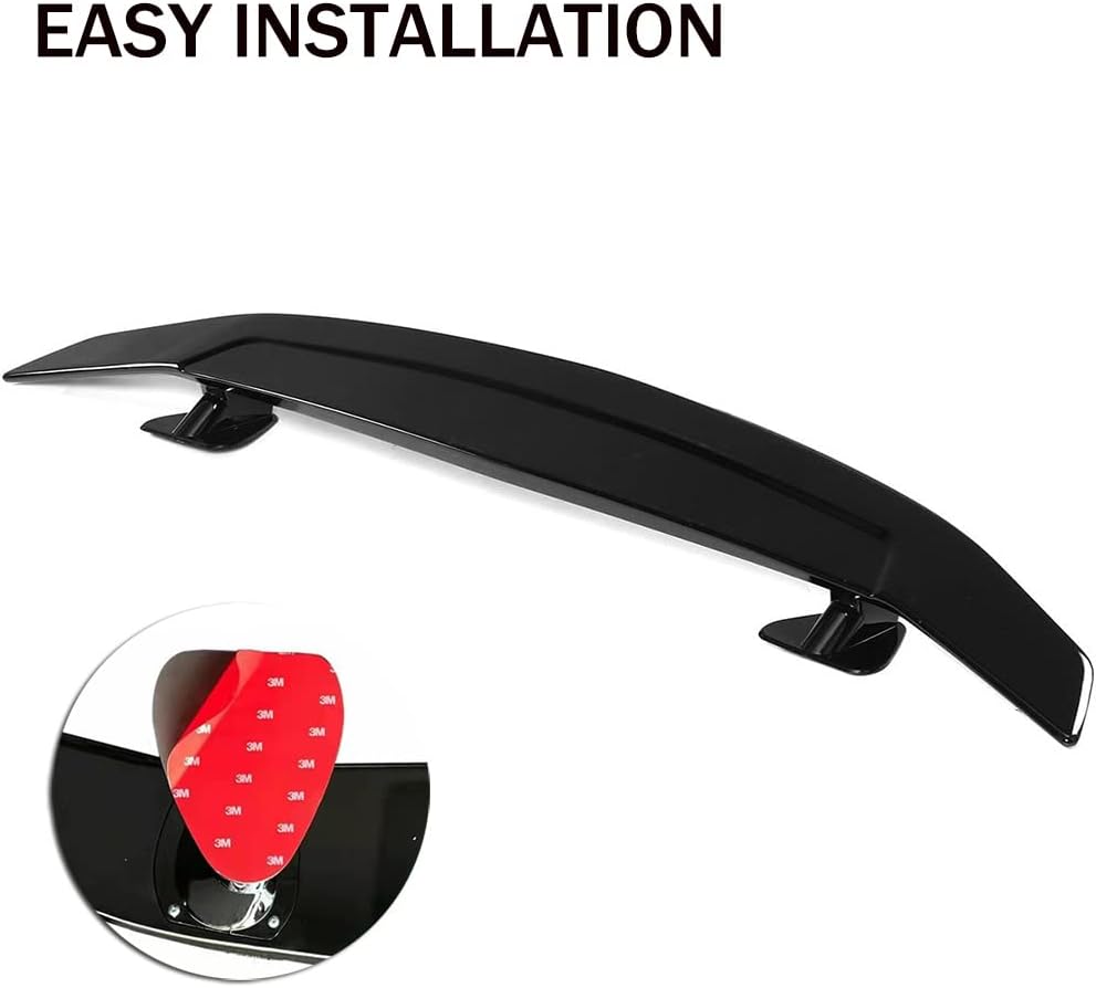 TWDRET Universal Rear Spoiler, GT Style ABS Racing Spoiler Wing Lightweight, Glossy Black Rear Trunk Spoiler Wing Lid Tail Deck