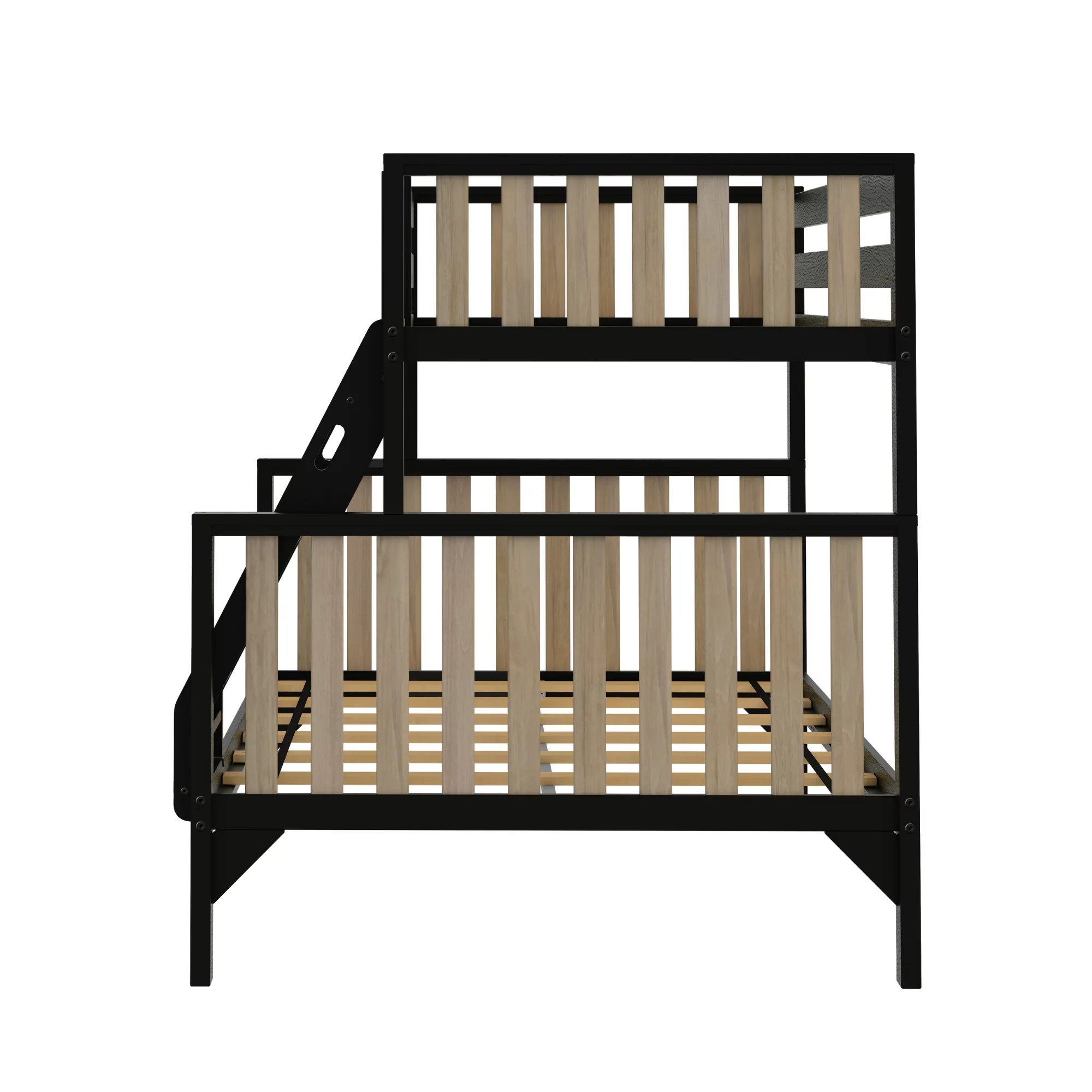 Max & Lily Scandinavian Twin over Full Bunk Bed For Kids, Wooden Bunk Beds with Ladder, Black/Blonde