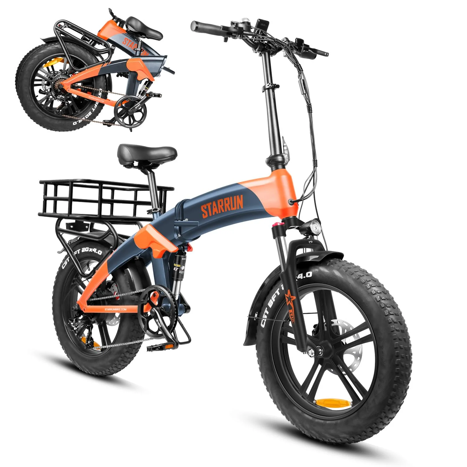 Folding Electric Bike Full Suspension 750W 20MPH Color Display 7 Speed 20" x 4.0 Fat Tire Ebikes for Adults Electric Bicycle - Curated Treasures Market