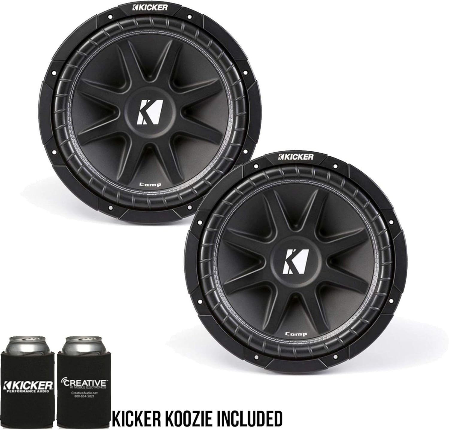 KICKER Comp 12-inch (30cm) Subwoofer, 4-Ohm, RoHS Compliant Bundle