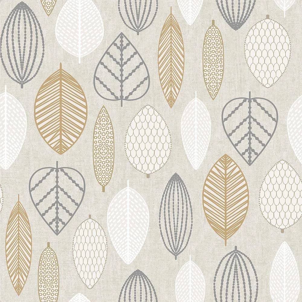 Graham u0026 Brown Highland Scandi Leaf Wallpaper, Copper