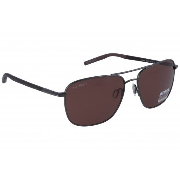 Serengeti Spello Sunglasses (Shiny Gunmetal/Dark Brown/ Chocolate Brown Polarized Drivers)