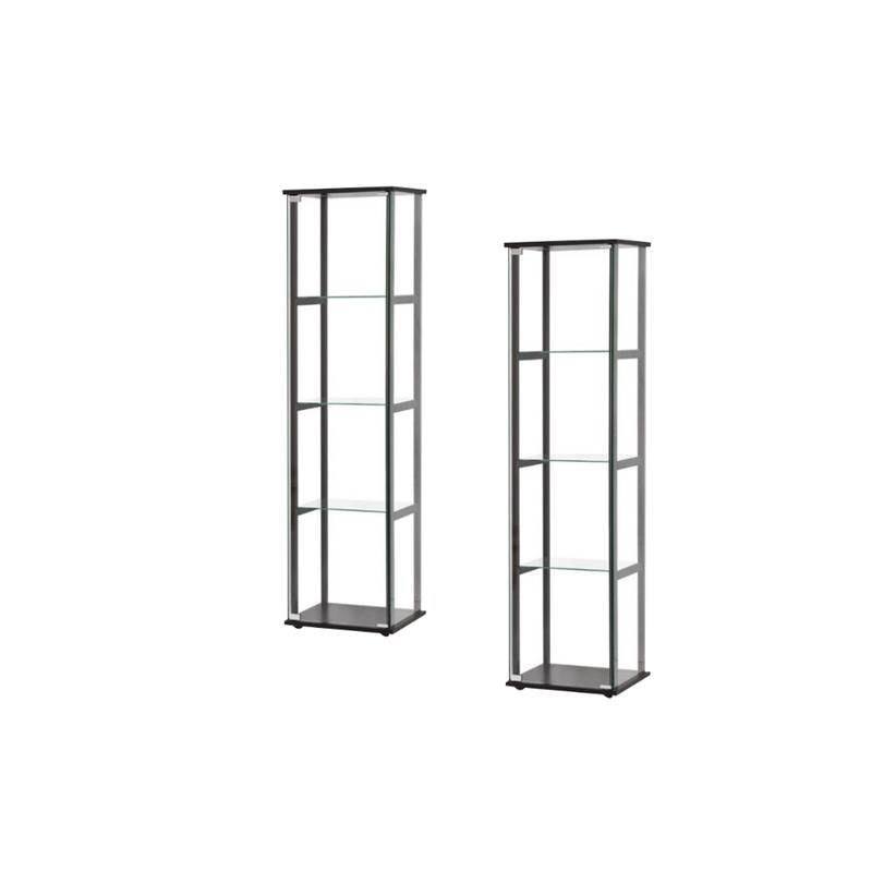 Home Square (Set of 2) Contemporary Glass Curio Cabinet in Black