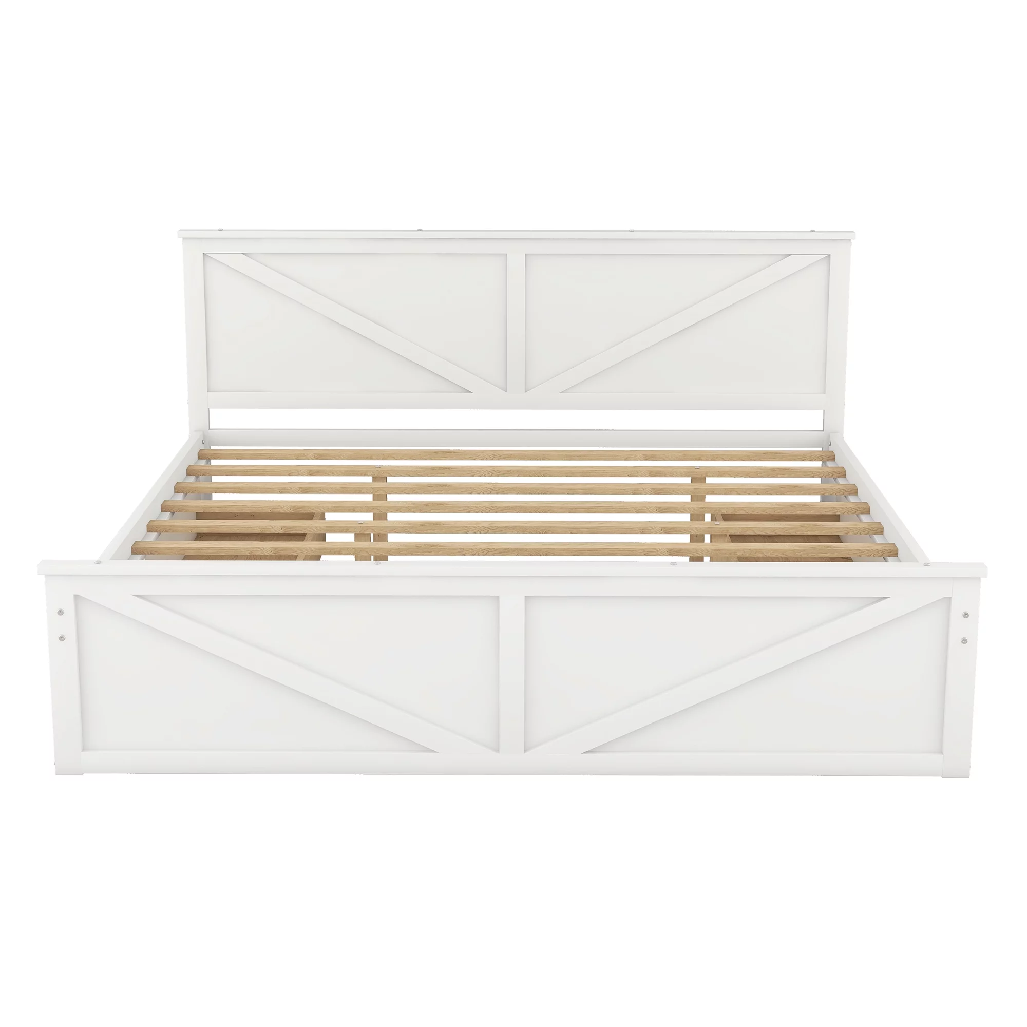 iRerts King Bed Frame with Headboard, Solid Wood King Platform Bed Frame with Storage Drawers, Slats Support and Support Legs, Modern King Size Bed Frame No Box Spring Needed for Bedroom, White