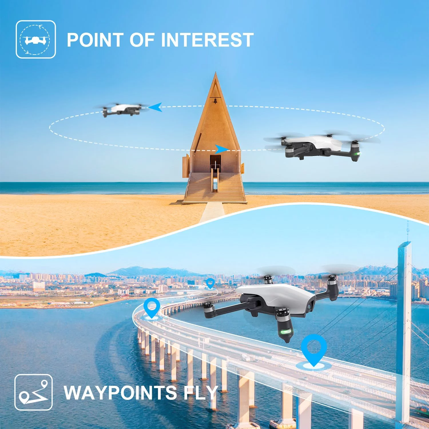 Holy Stone HS710 GPS Drone with 4K Camera for Adults Brushless Motor 50 Mins Flight Time Color White