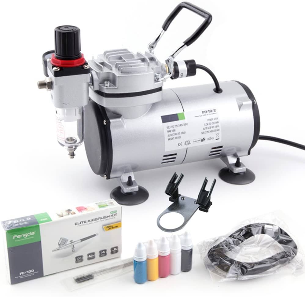 Fengda Basic Airbrush Kit with Compressor FD-18-2K with Powerful Working Pressure and Strong Airflow Compressor FD-18-2, Airbrus