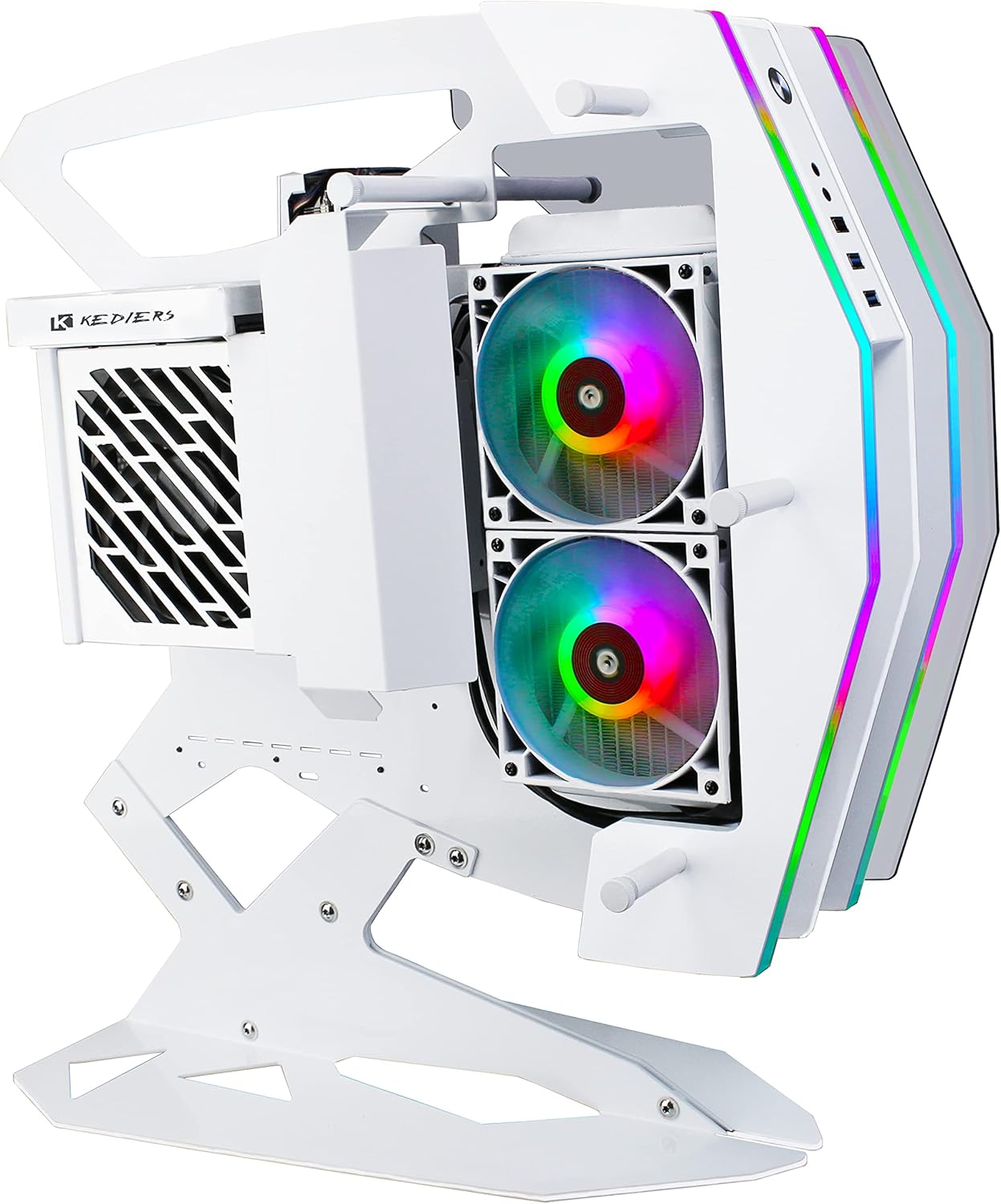 KEDIERS PC Case - ATX Tower Tempered Glass Gaming Computer Open Frame Case with 2 RGB Light Boards,C580
