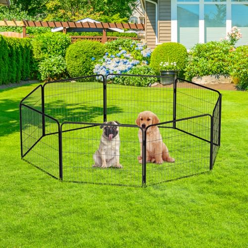 BestPet Dog Playpen Indoor 40 inch 16 Panels Metal Dog Pen Pet Dog Fence Outdoor Exercise Pen with Doors,Pet Puppy Playpen for RV Camping Yard, Black