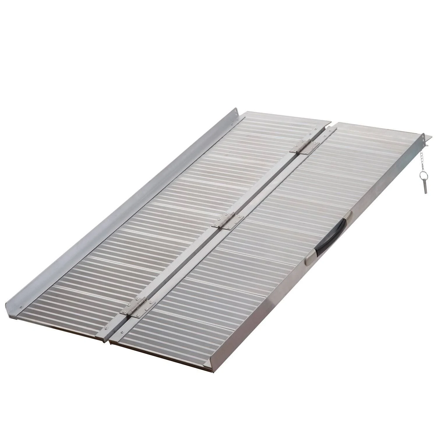 HOMCOM Lightweight Aluminum Alloy Portable Skidproof Folding Wheelchair Carrier Ramp with Carrying Handle, 4&