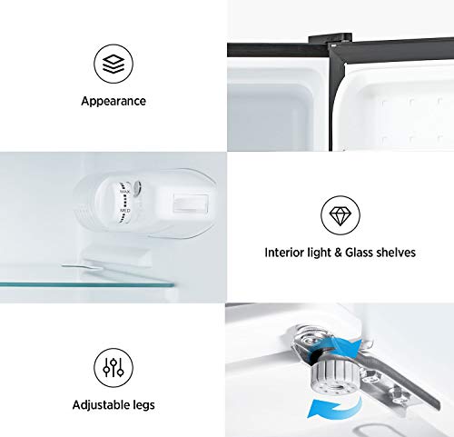 Midea Compact Reversible Double Door Refrigerator and Freezer, 3.1 Cubic Feet