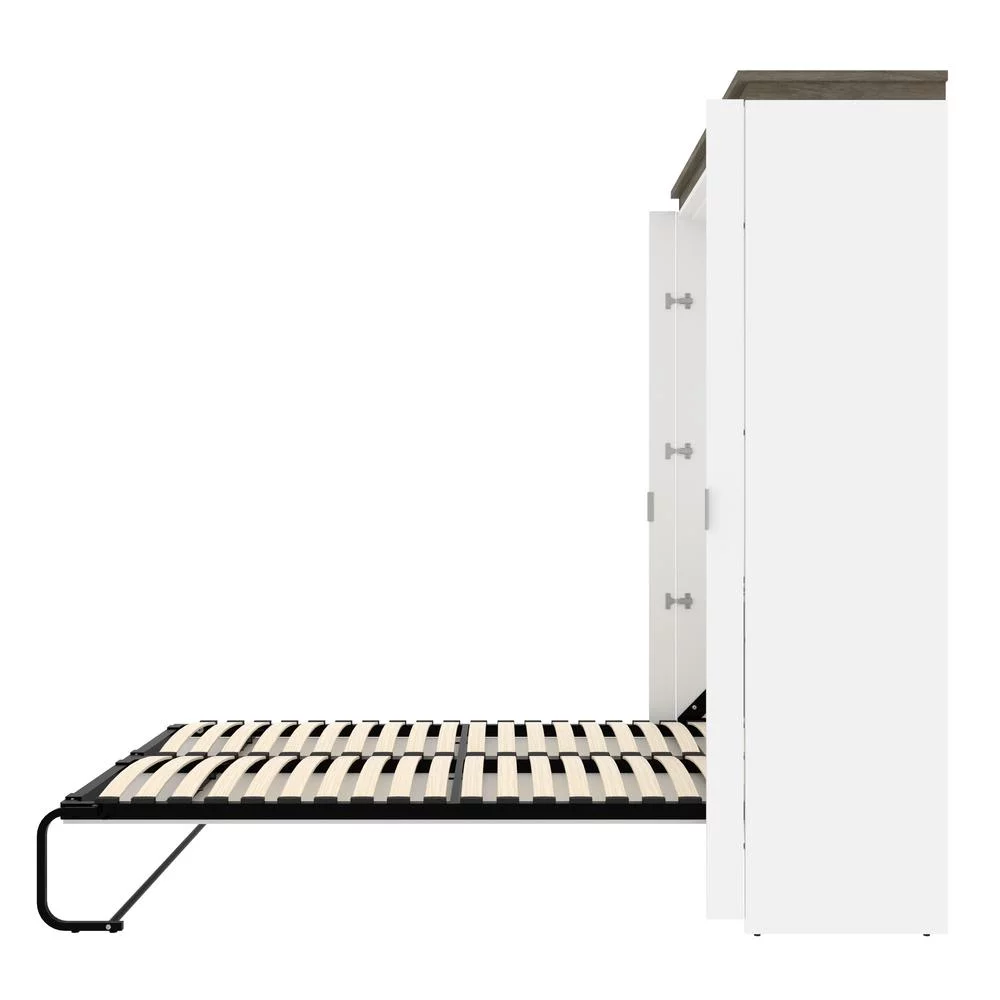 Bestar Orion 61" Full Murphy Bed in White and Walnut Gray