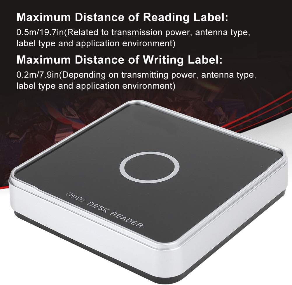 Thincol RFID Card Reader, UHF USB Desktop Reader Writer 902～928MHz Frequency, 50cm Contactless Proximity Sensor Built-in Buzzer, Compatible with ISO18000-6C, ISO18000-6B
