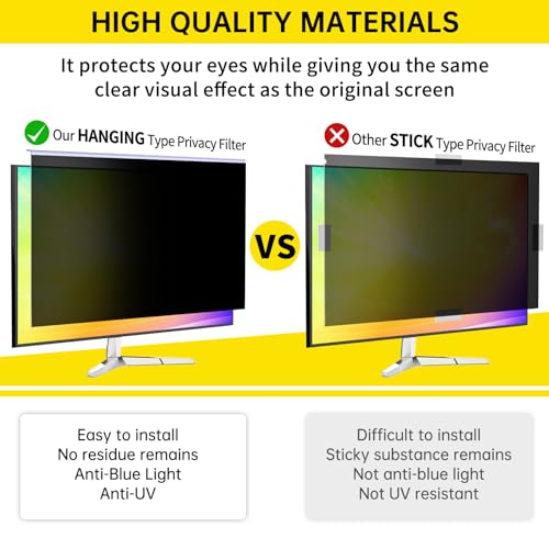 DEJIMAX Computer Privacy Screen for Computer Monitor, Anti-Blue Light Monitor Privacy Screen Fliter, Anti-UV Computer Screen Privacy Shield
