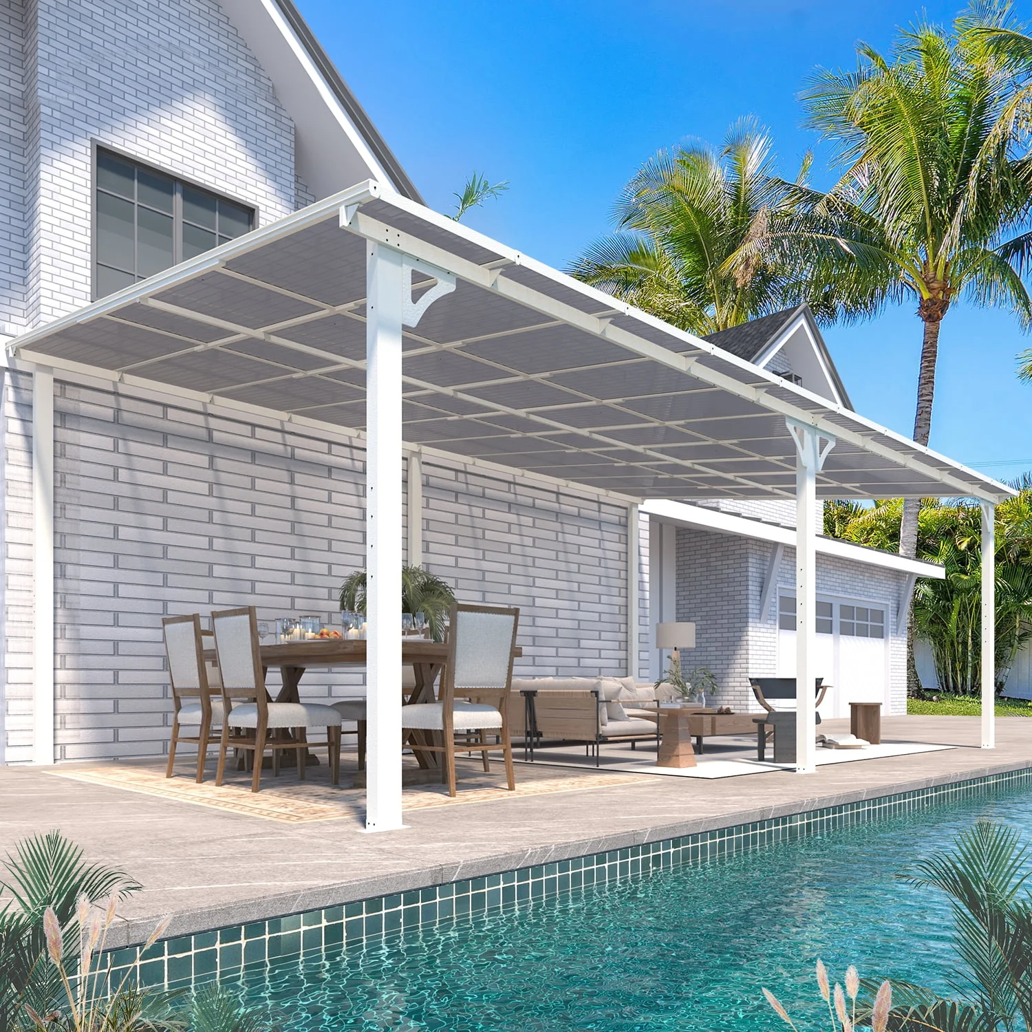 AECOJOY 10' x 14' Hardtop Gazebo Outdoor Aluminum Pergola for Garden, Patio, Backyard-Gray