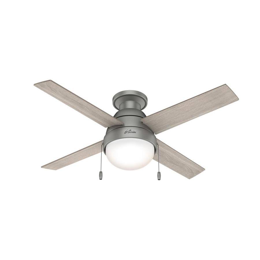 Hunter Kensie LED 44-in Matte Silver LED Indoor Ceiling Fan with Light Kit (4-Blade) 50181