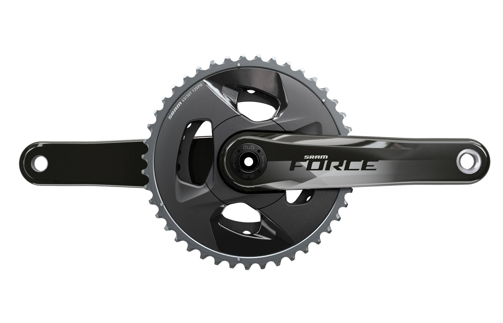 SRAM Force Dub 12-Speed Crankset Natural Carbon, 167.5mm, 43/30t, Wide