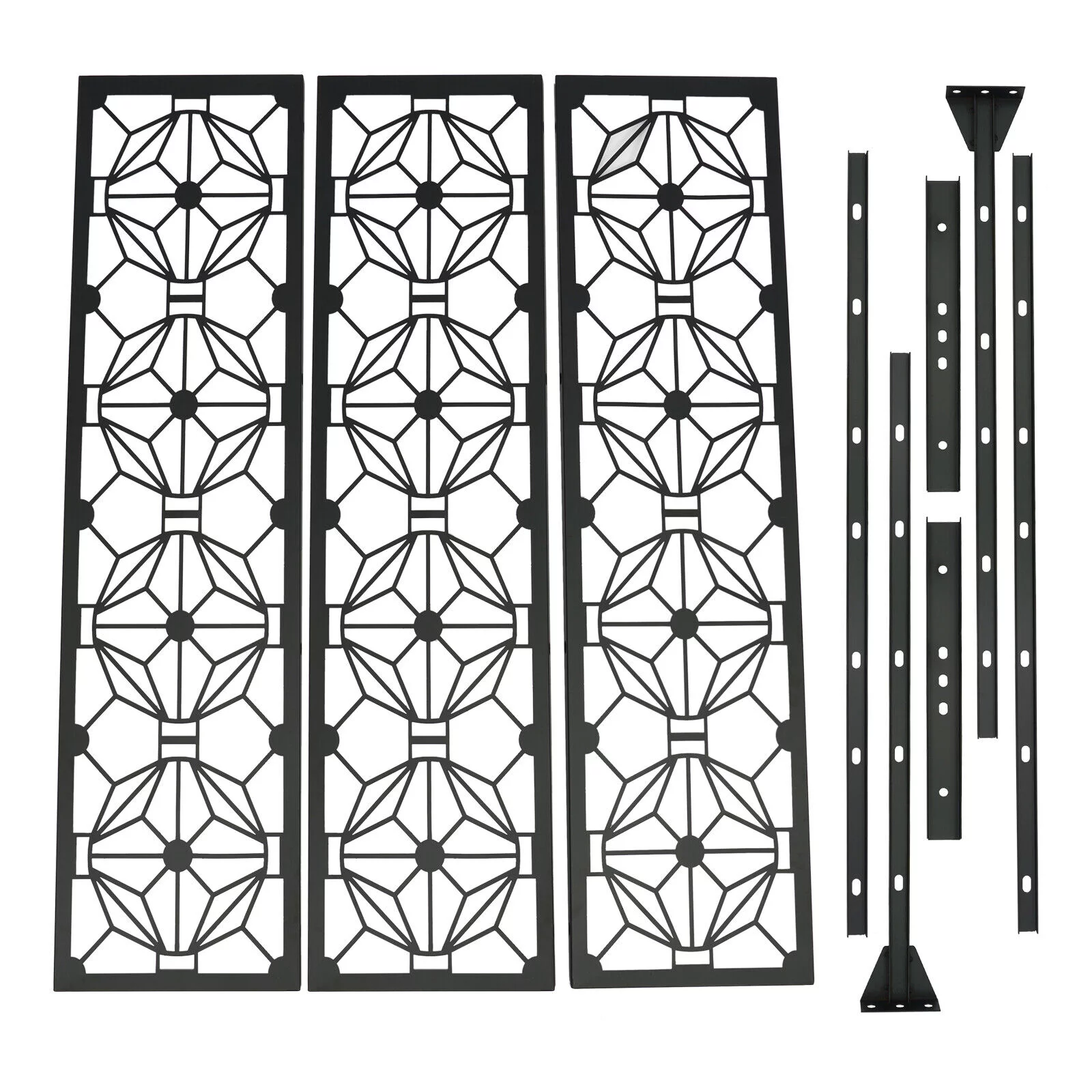 Outdoor Decorative Privacy Screen Panel Steel Garden Flower Pattern Fence for Garden, Yard