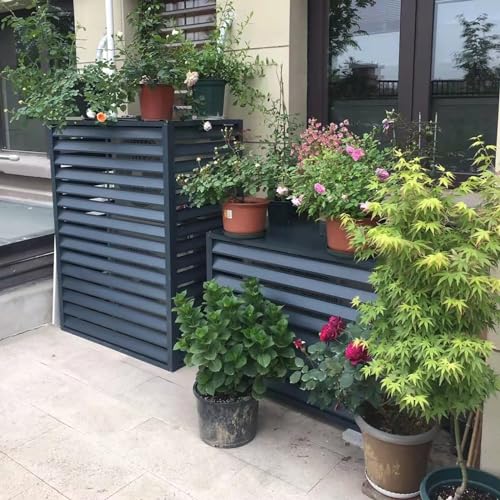 KAXLDHH Aluminum Central Air Conditioner Protection Cover, Outdoor Freestanding Privacy Screen Fence Panels Trash Can Enclosure Flower Stand Decorative Outdoor AC Unit Cover Pool Equipment Enclosure