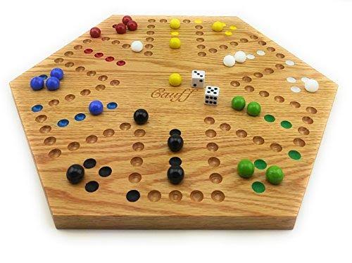 Cauff Solid Oak Double Sided Aggravation Marble Board Game Hand Painted 20 inch