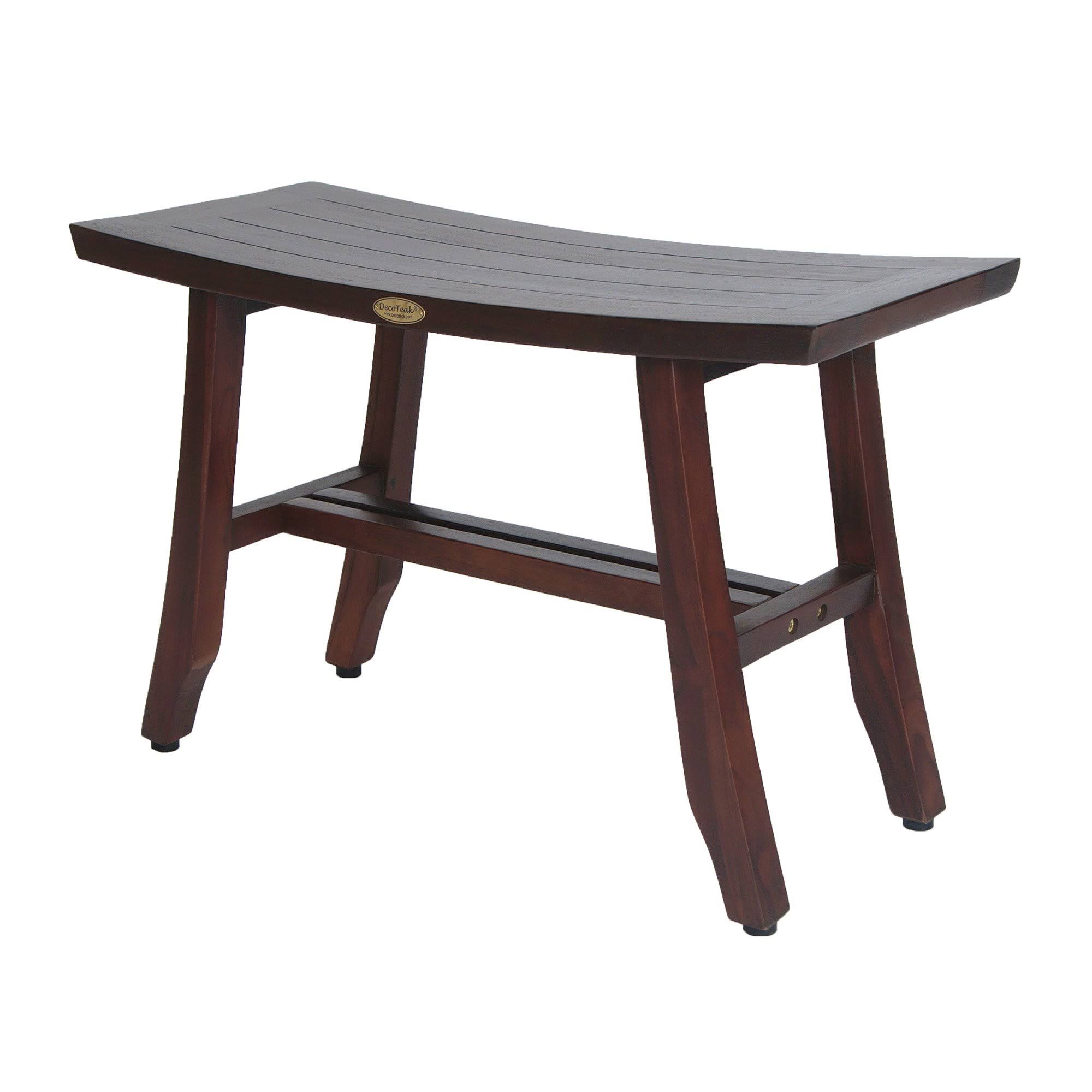 DecoTeak 24 Satori Teak Shower Bench- Eastern Style- Extended Length- Shower, Shaving, Display- Foot Leveling Pads