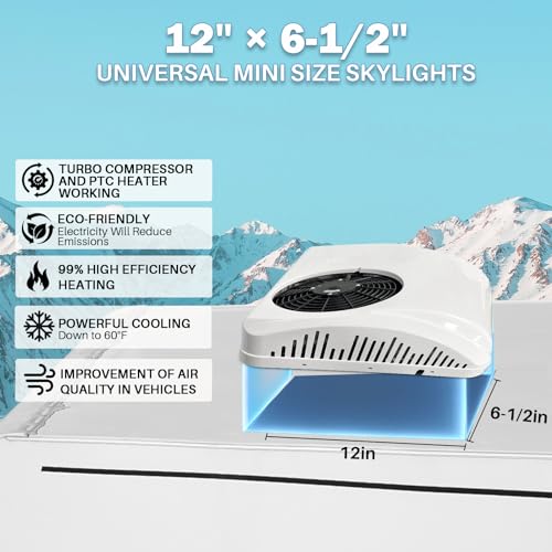 12V RV Air Conditioner with Heat Universal for RV Rooftop AC Unit, 12 Volt DC Air Conditioner A/C Heater Combo, Quiet 2 in 1 Heating and Cooling for Truck, Trailer, Boat, Motorhome, Camper, Caravan