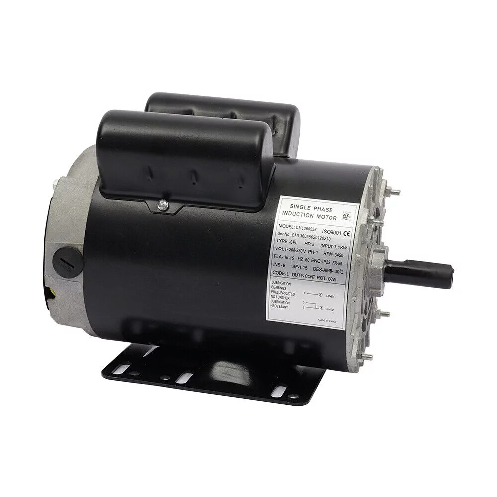 5 HP SPL 3450RPM P56 Frame Single Phase Air Compressor Shaft 60HZ 208-230 Volts Electric Air Compressor Motor