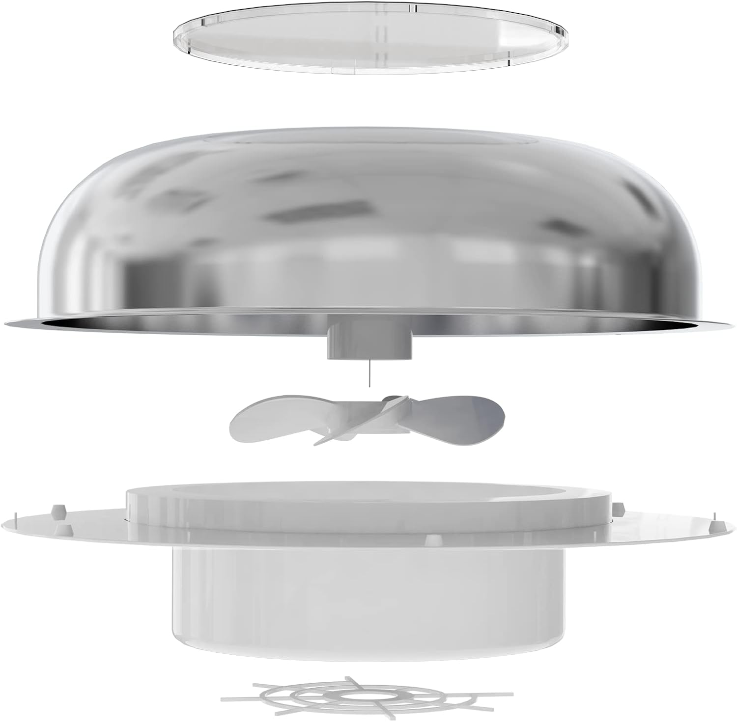ECO HOUSE Solar Powered Roof Vent Exhaust Stainless Steel 5-inch Fan Ideal for Roof Attic RV Boats 12 CFM Only Exhaust ventilation Pack of 2