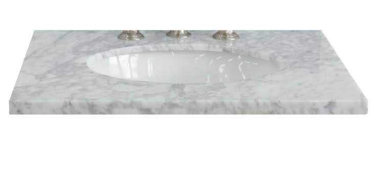 Bellaterra (30mm) 25 Inches White Carrara Top-Single Oval Sink