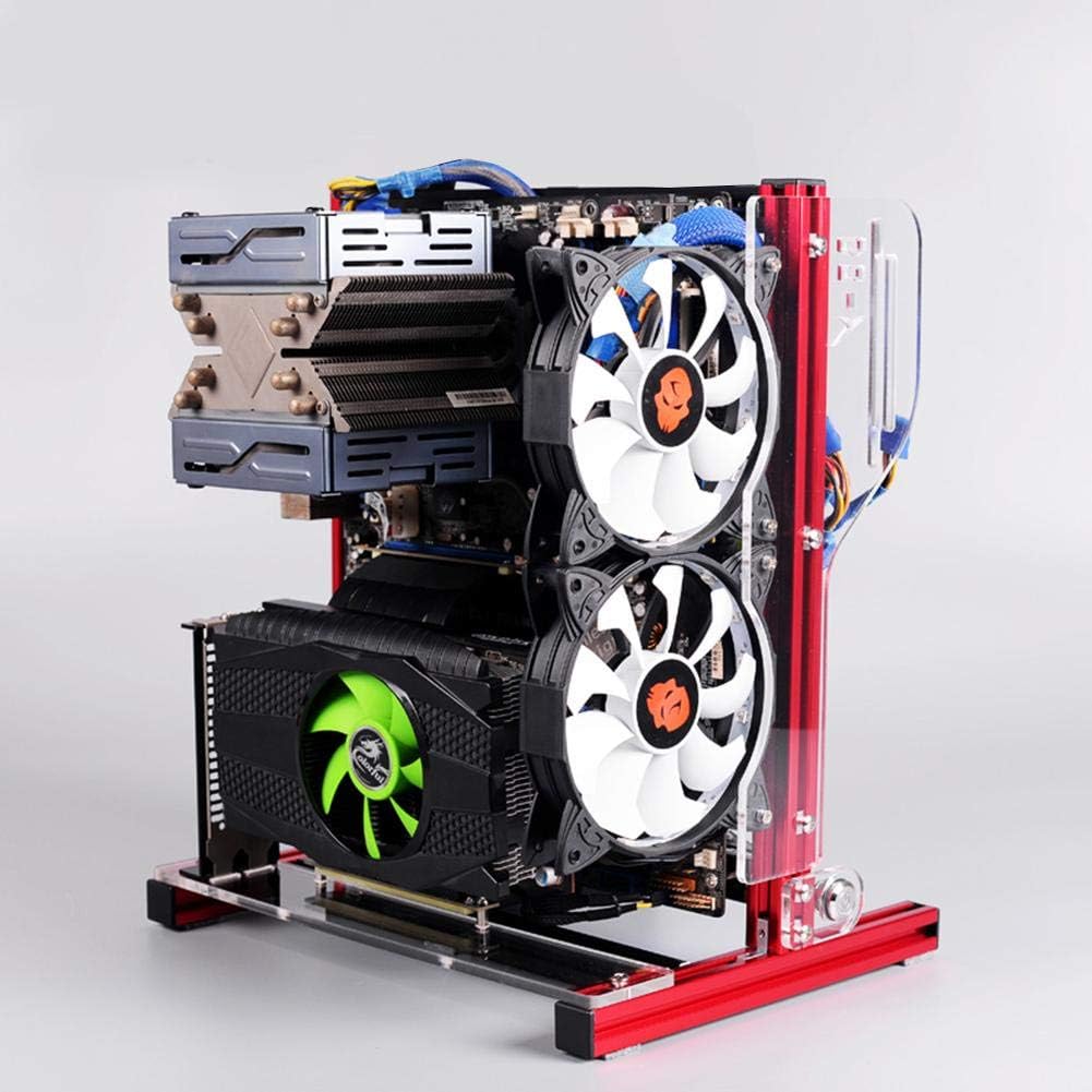 Bewinner Open Frame Chassis,DIY Mini Open Aluminum Alloy Frame ITX Motherboard PC Computer Case,Made of 20 20 Aluminum Alloy,Support ATX Ordinary Large Power Provide