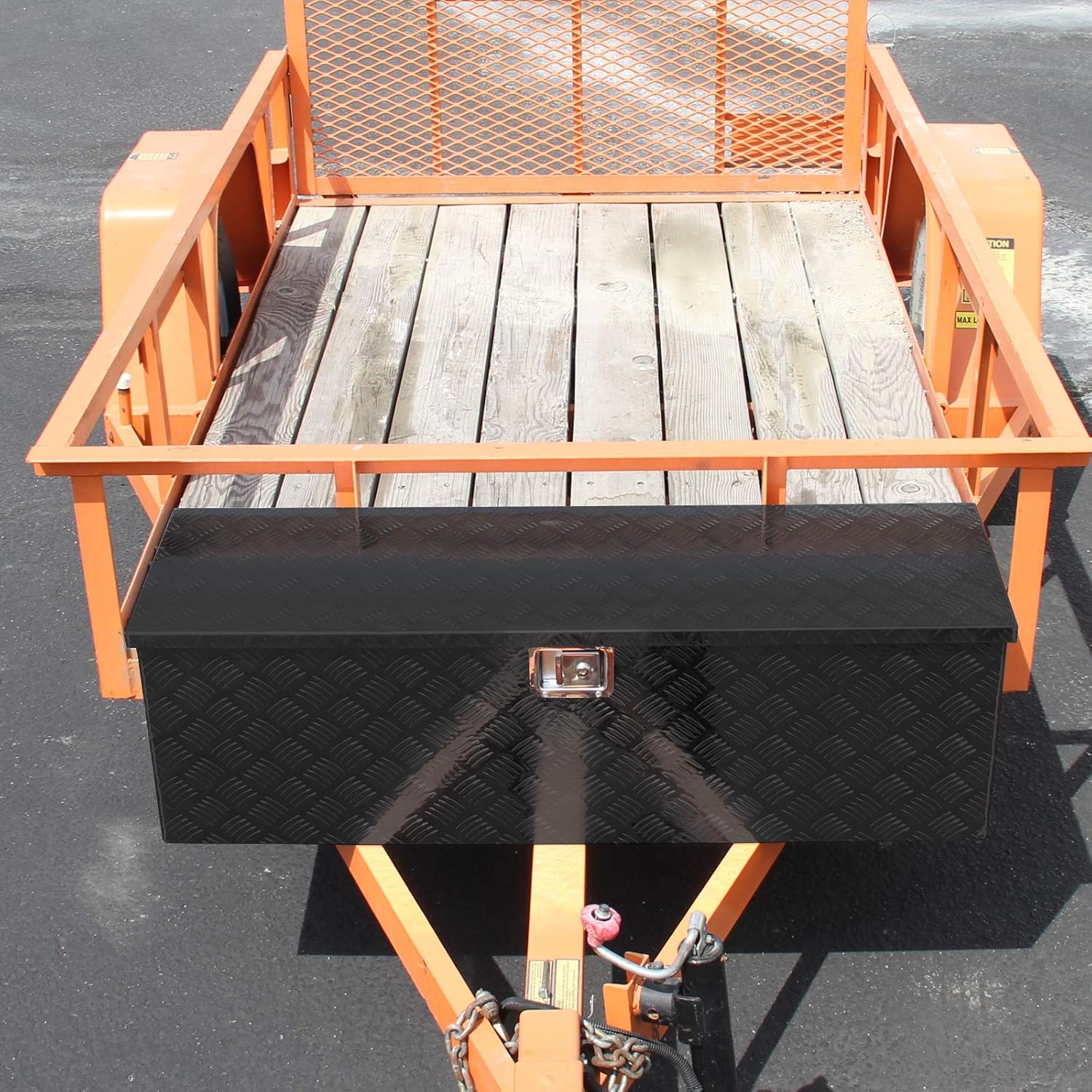 Carpartsinnovate For 29 Truck Pickup Black Aluminum Underbody Tongue Tool Box Trailer Storage+Lock