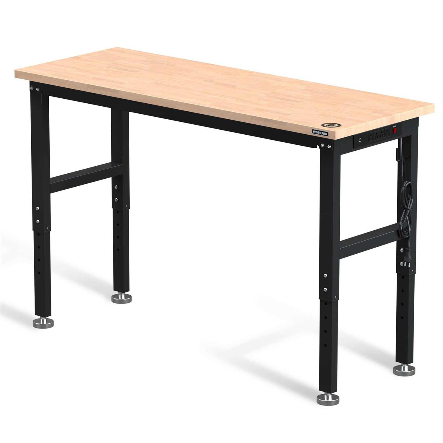 WORKPRO Adjustable Workbench Rubber Wood Top Heavy-Duty Workstation - Shop Hardware Tools Online Store