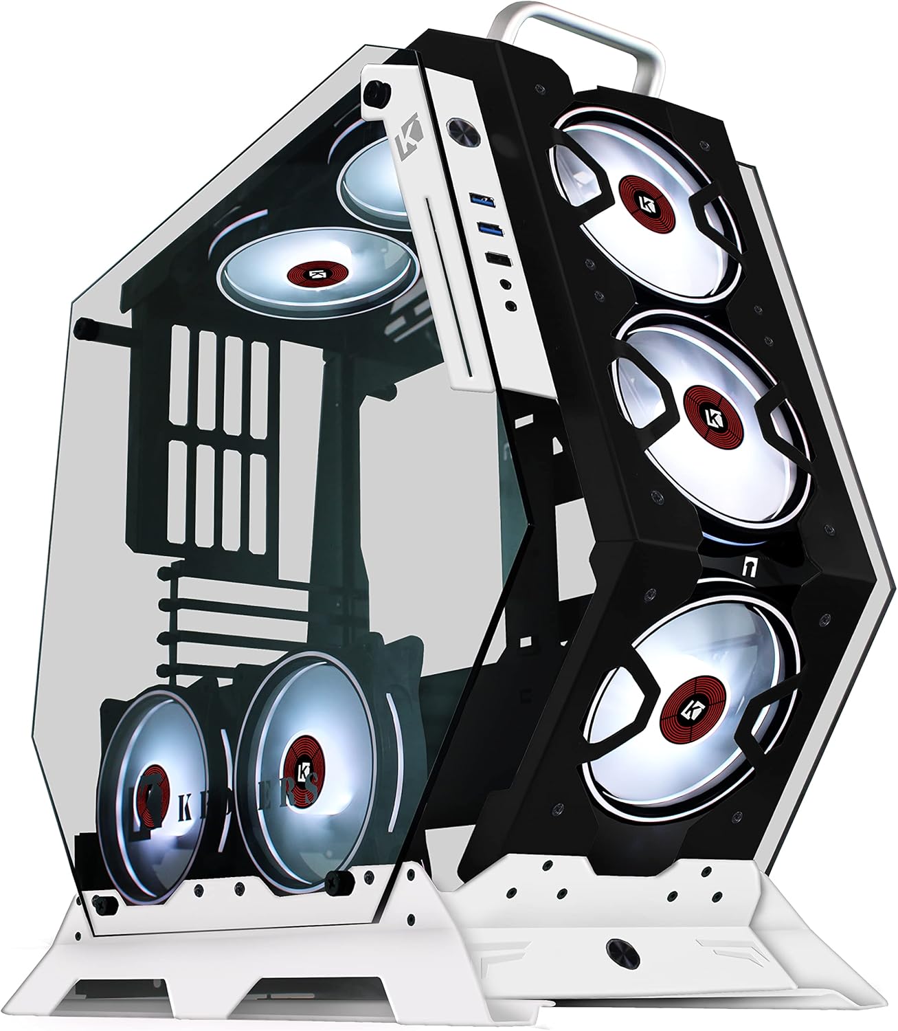 KEDIERS PC Gaming Case Computer Case ATX Mid Tower Open Case - USB3.0 - Remote Control - 2 Tempered Glass - Cooling System - Airflow - Cable Management